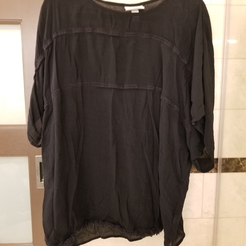 💝Ava & Viv black knotted tassel shirt Size 1X. B4
